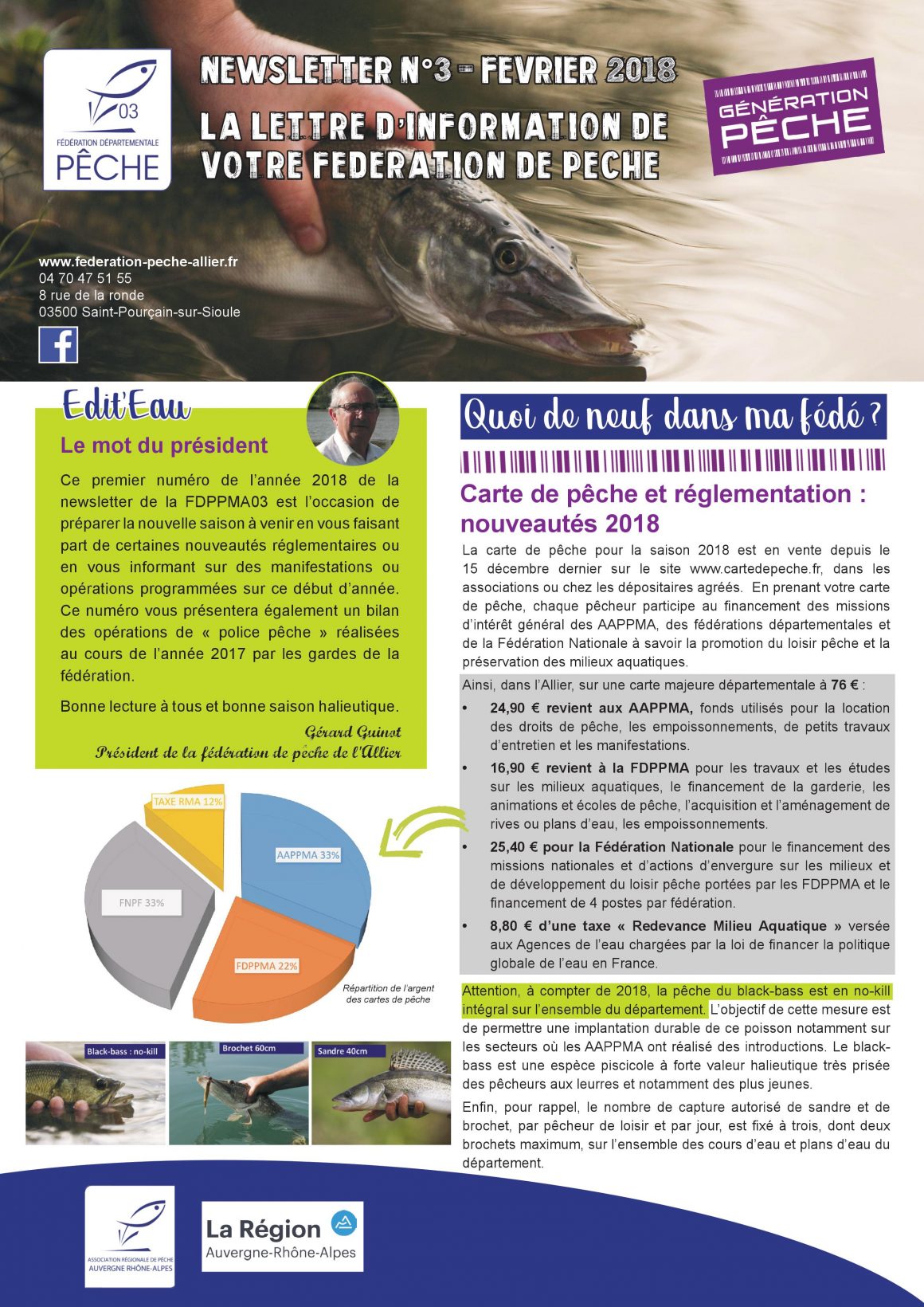 Newsletter n°3 Fédération de Pêche de l’Allier – février 2018