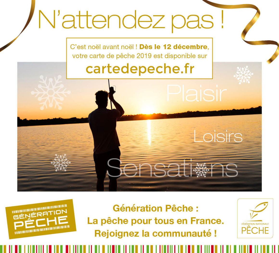 Les cartes de pêche de la saison 2019 seront disponibles à partir du 12 décembre 2018 !