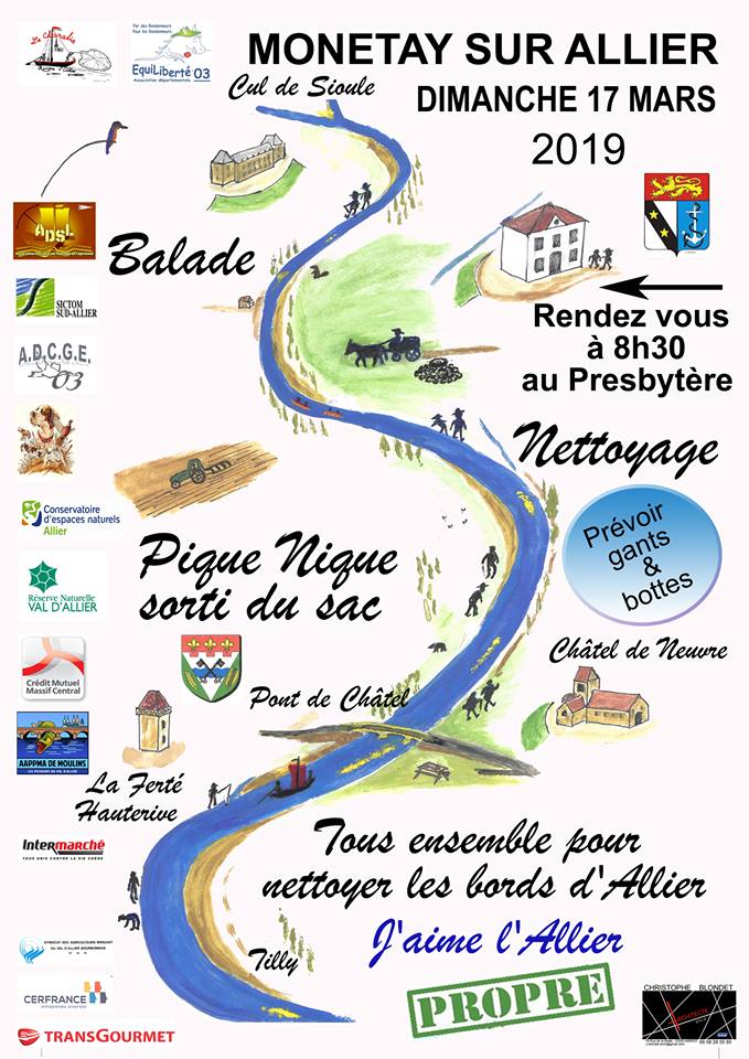 Journée nettoyage de l’Allier à Monétay sur Allier le dimanche 17 mars 2019
