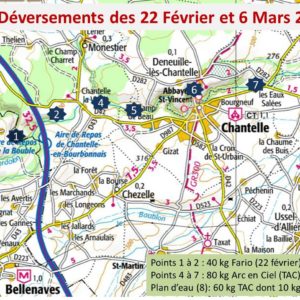 Carte des déversements de truites de l’AAPPMA de Chantelle