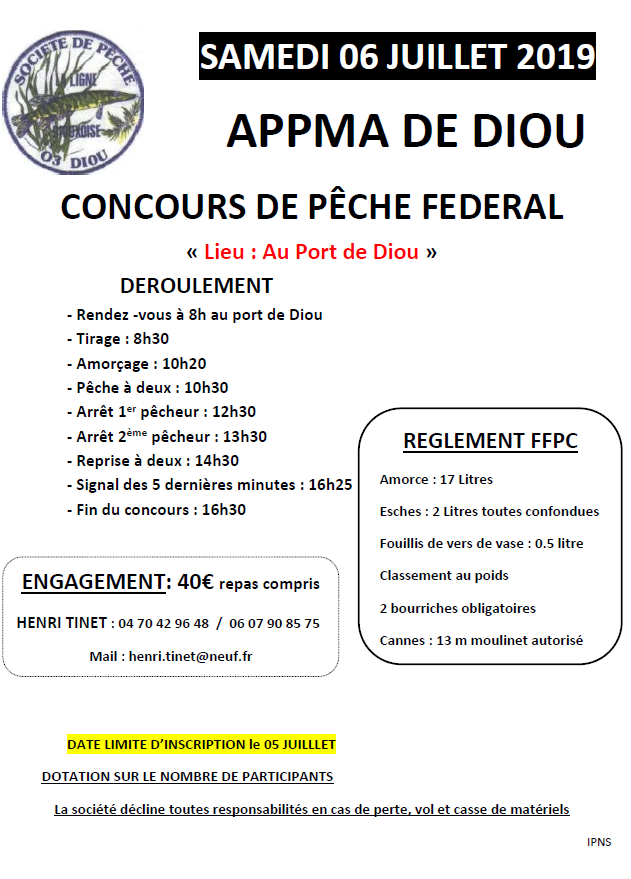 AAPPMA Diou – concours juillet 2019