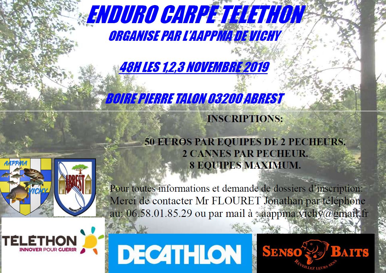 Enduro carpe Téléthon boire Pierre Talon – novembre 2019