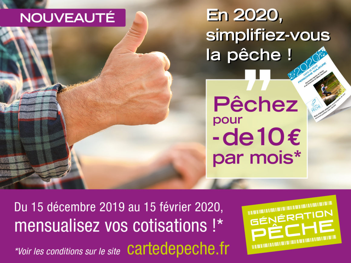 Mensualisez le paiement de votre carte de pêche