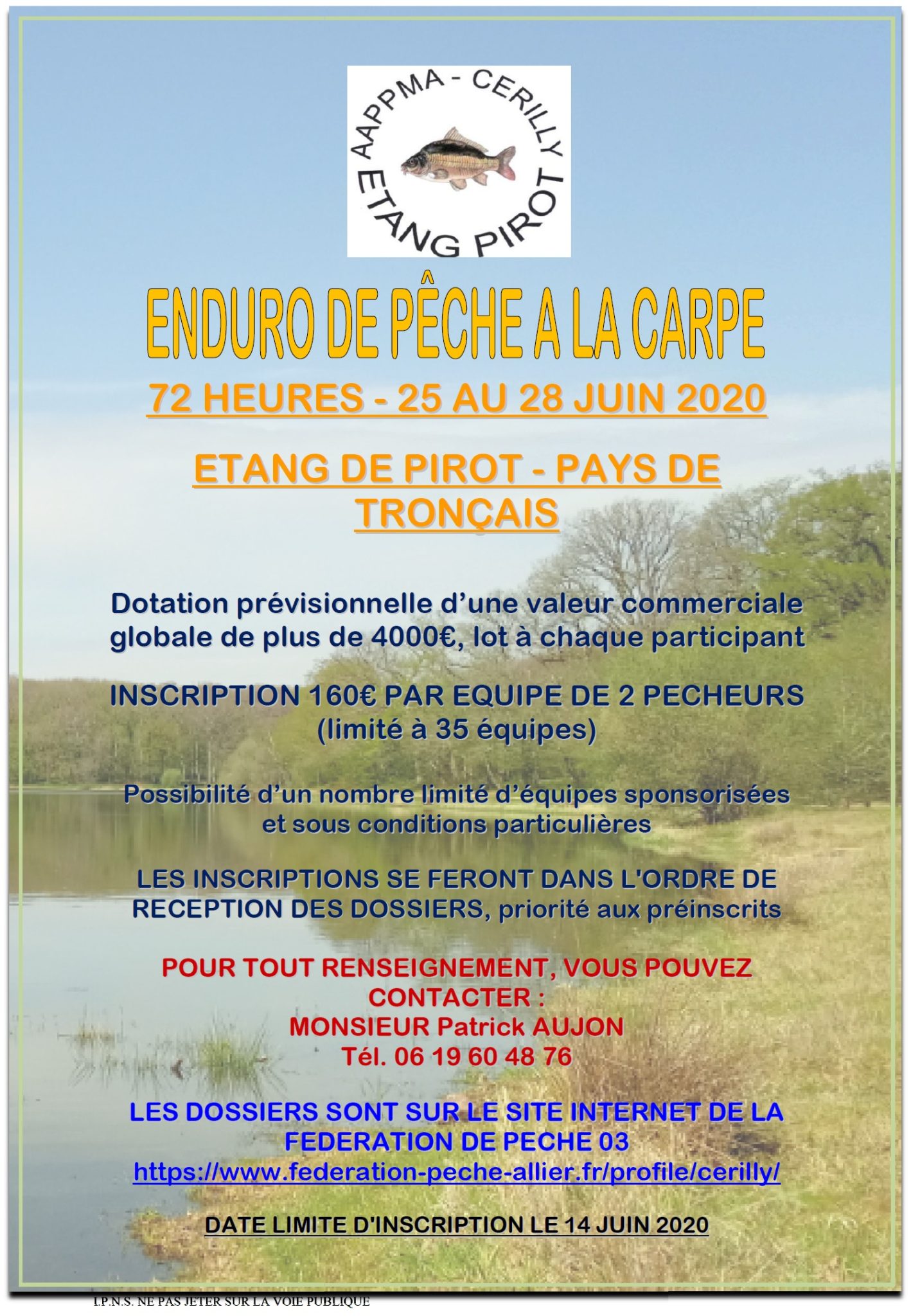 Enduro pêche carpe nuit Pirot juin 2020