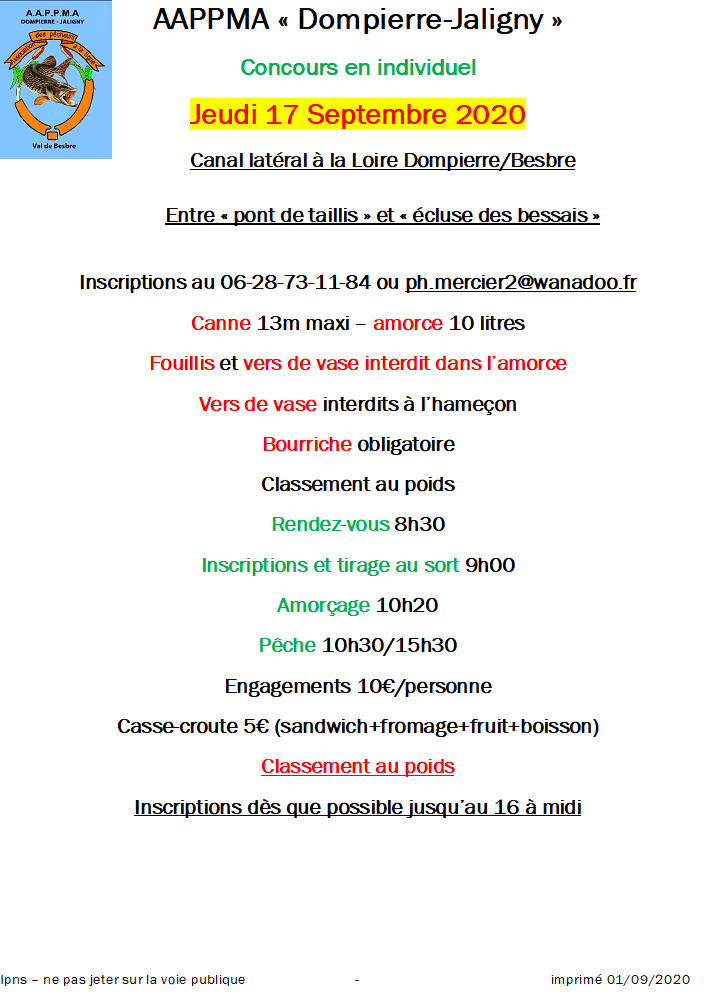 Concours canal latéral Loire septembre 2020
