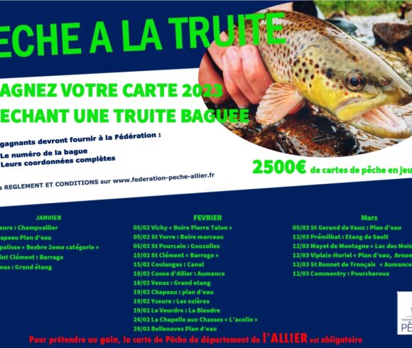 Lâchers de truites arc-en-ciel en 2ème catégorie et opération “truite baguée” 2022