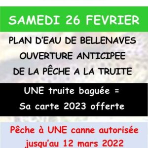 Plan d’eau de Bellenaves – ouverture anticipée pêche à la truite