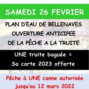 Plan d’eau de Bellenaves – ouverture anticipée pêche à la truite