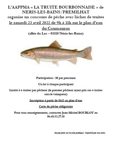 Concours pêche Néris les Bains avril 2022