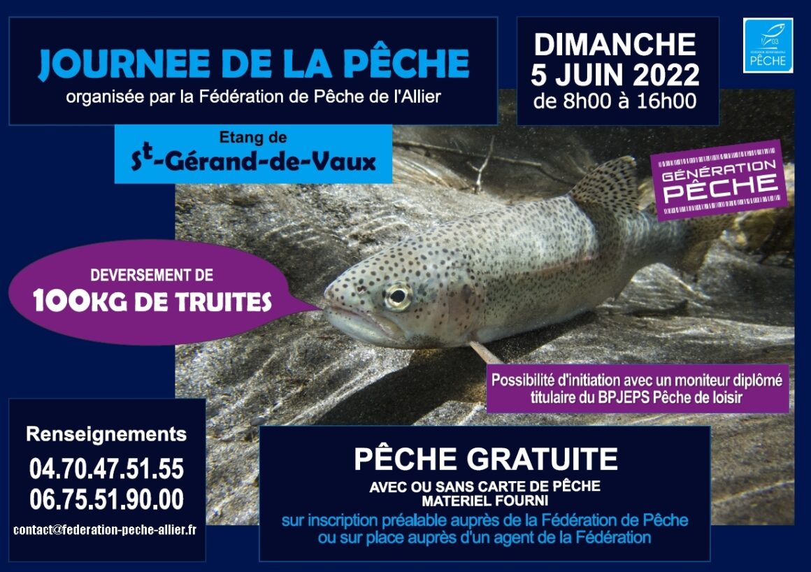 JOURNEE DE LA PECHE LE DIMANCHE 5 JUIN AU PLAN D’EAU DE ST GERAND DE VAUX
