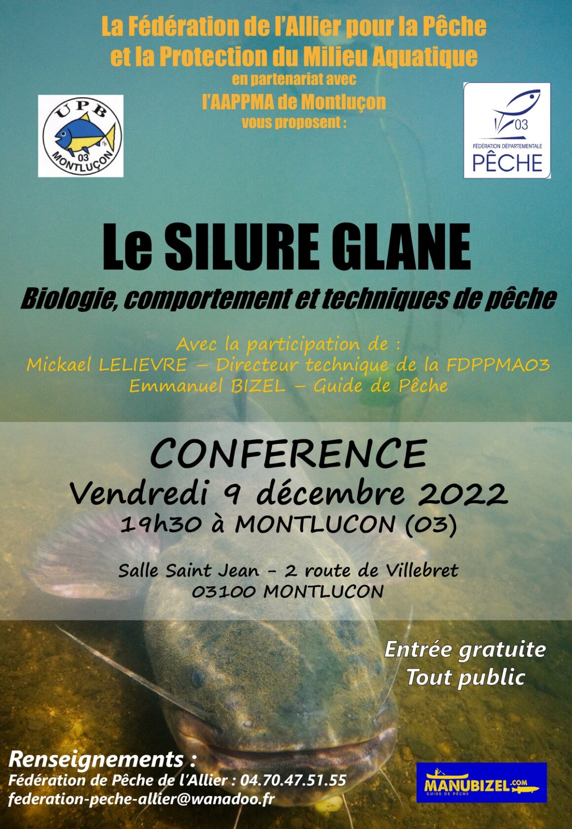 Conférence sur le silure ” Biologie, comportement et techniques de pêche”