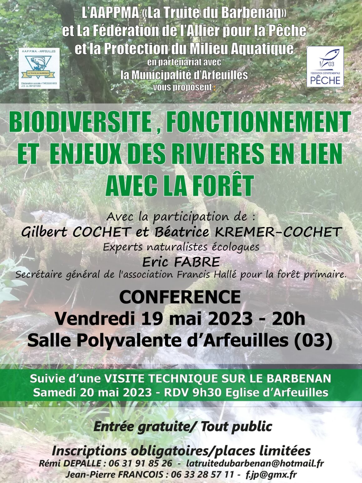 Conférence organisée par l’AAPPMA d’Arfeuilles sur le fonctionnement des rivières en lien avec la Forêt