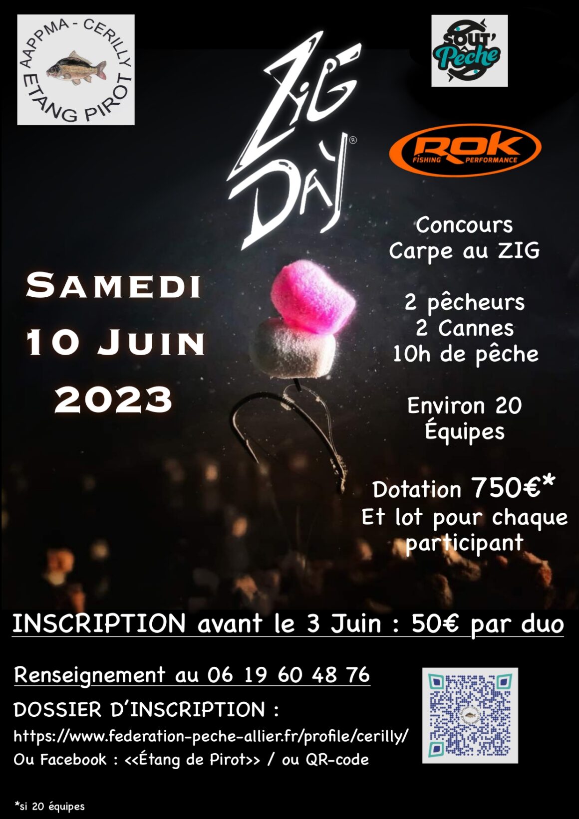 Concours “Carpe au ZIG” au plan d’eau de Pirot le samedi 10 juin 2023