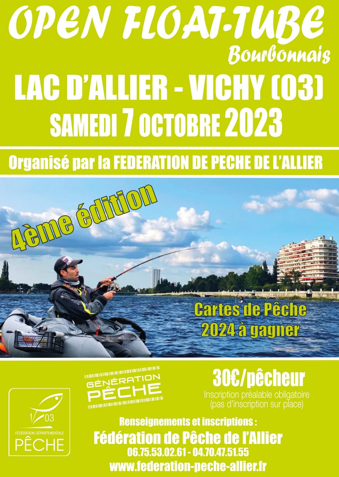 CONCOURS FLOAT-TUBE FEDERAL – Lac d’Allier à Vichy