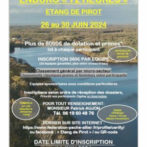 Pêche de nuit carpe d’été sur inscription au plan d’eau de Pirot du 26 au 30 juin 2024