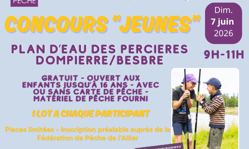 Fête de la Pêche 2026 – Un concours Jeunes au plan d&rsquo;eau des Percières