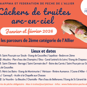 Déversements de truites arc-en-ciel Janvier/février 2026