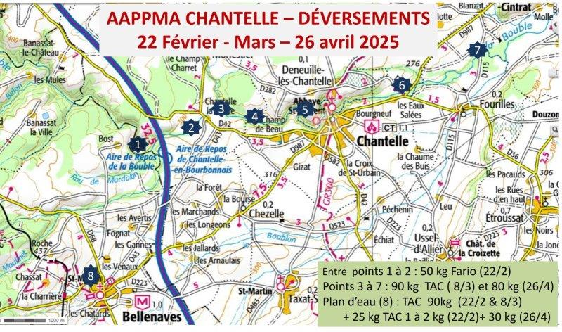 AAPPMA Chantelle – déversements de truites en février et mars 2025