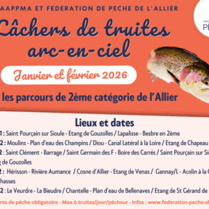 Déversements de truites arc-en-ciel Janvier/février 2026 Déversements de truites arc-en-ciel Janvier/février 2026