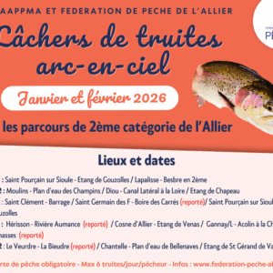 Déversements de truites arc-en-ciel du samedi 21 février 2026 Déversements de truites arc-en-ciel du samedi 21 février 2026