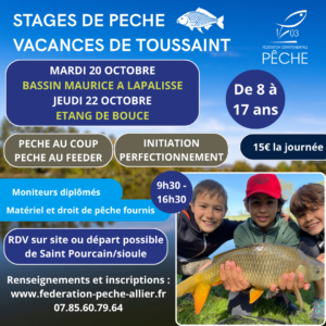 Des stages de pêche pour les jeunes pendant les vacances de la toussaint !