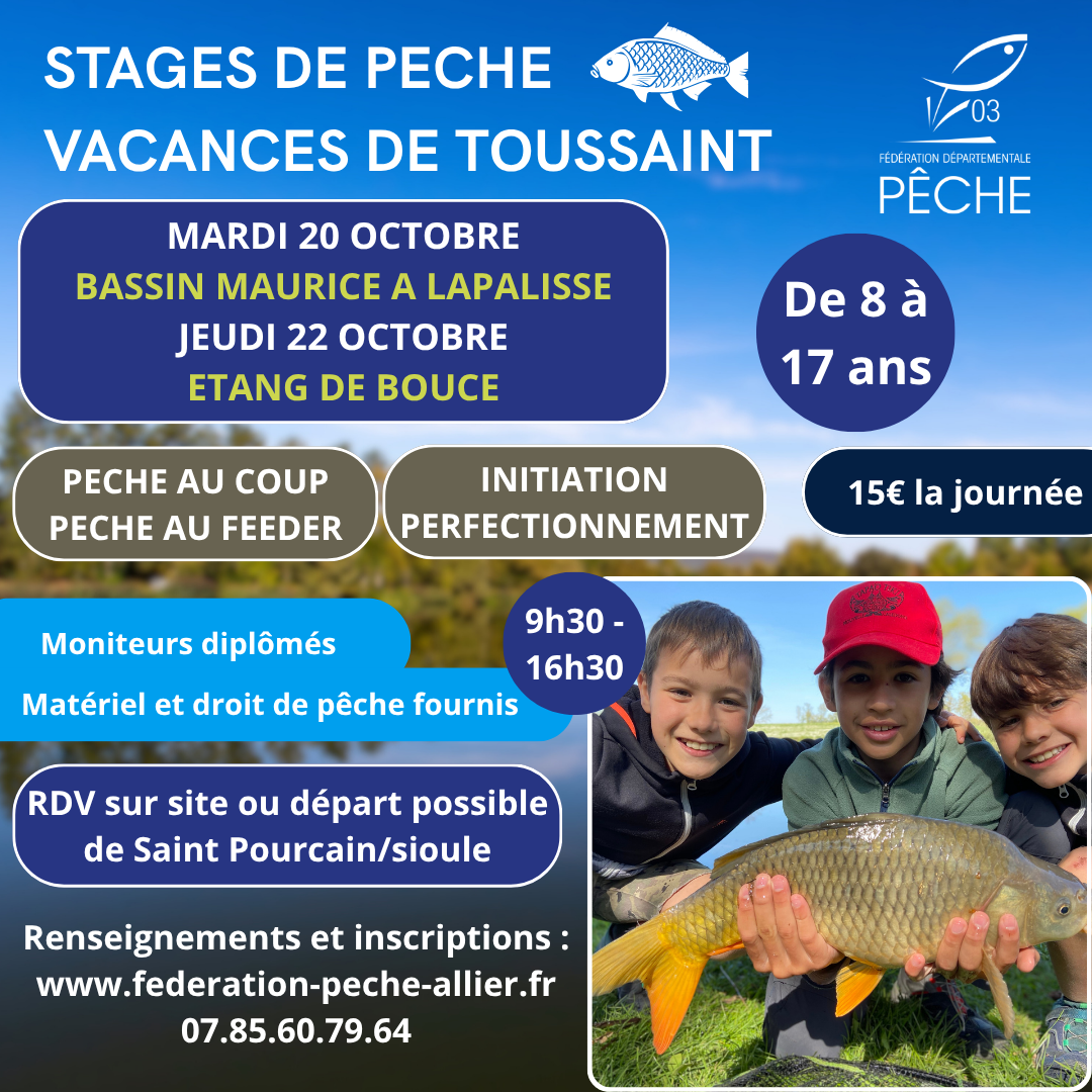 STAGES DE PECHE VACANCES DE TOUSSAINT